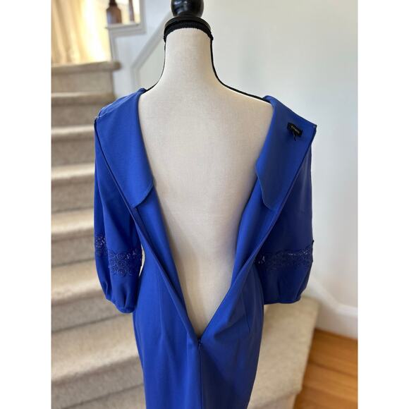 NWOT Talbots Cobalt Blue Blouson Sleeve Lace Knee Length Career Sheath Dress - Picture 4 of 9